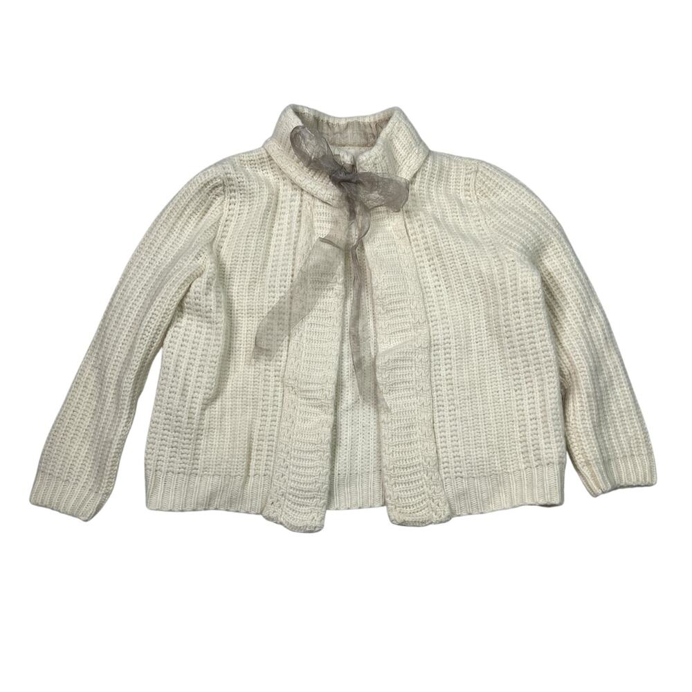 Trovata Moelle Lambswool High Collar Cropped Cardigan Sweater Ivory Womens XS
